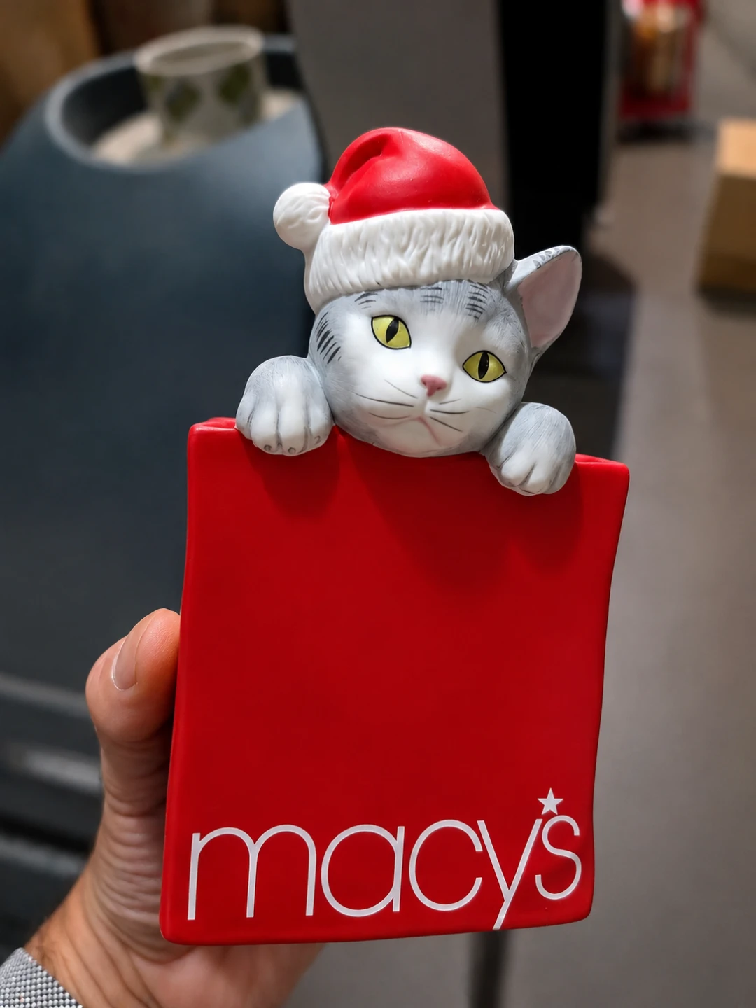 Macy's Santa Hat Cat Music Box