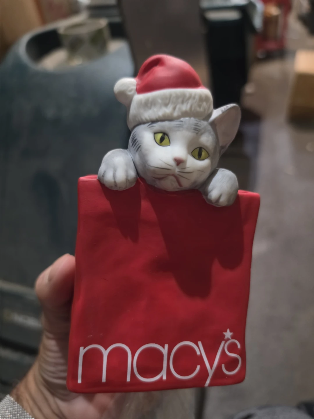Macy's Santa Hat Cat Music Box - photo 2