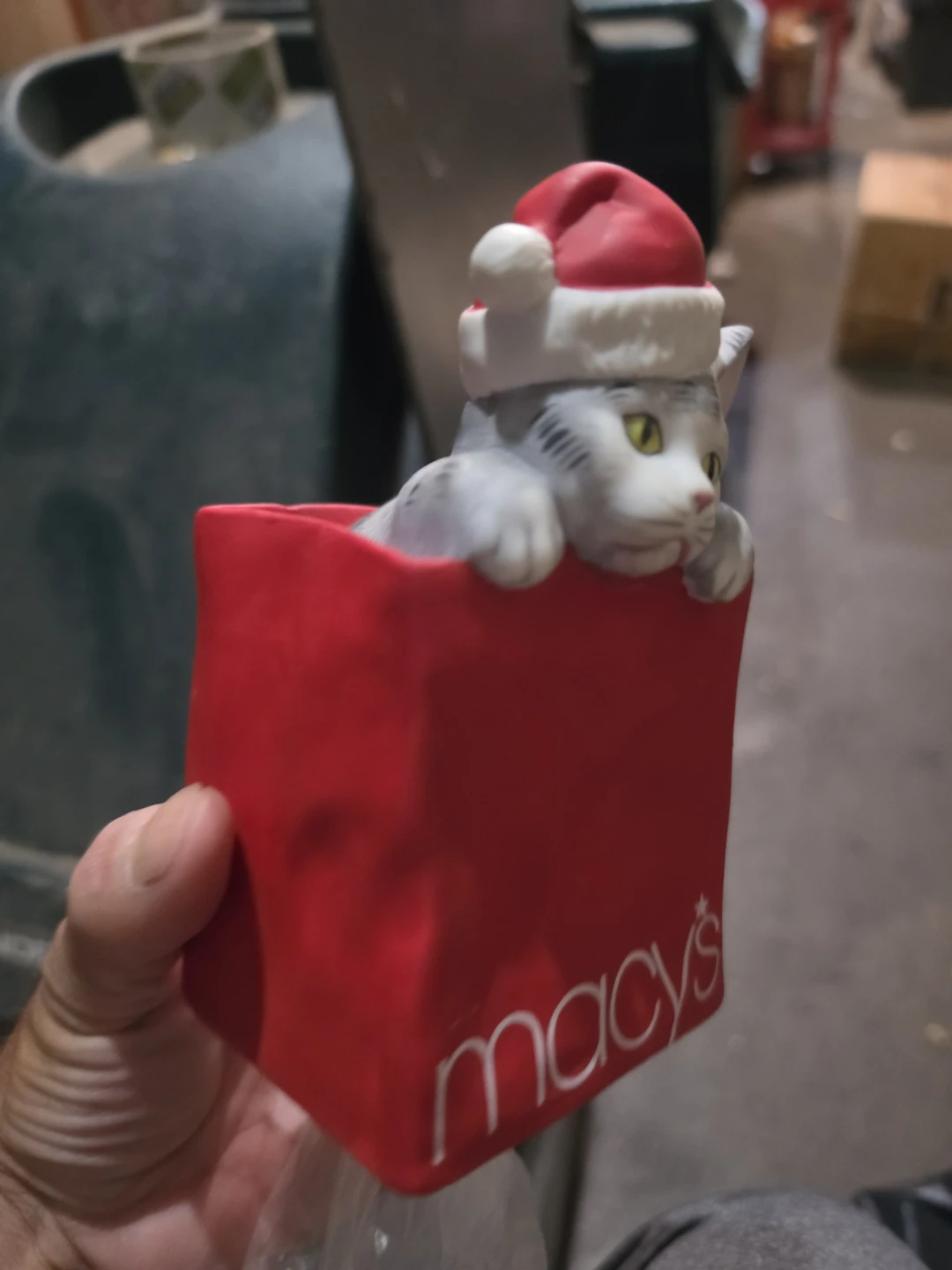 Macy's Santa Hat Cat Music Box - photo 3