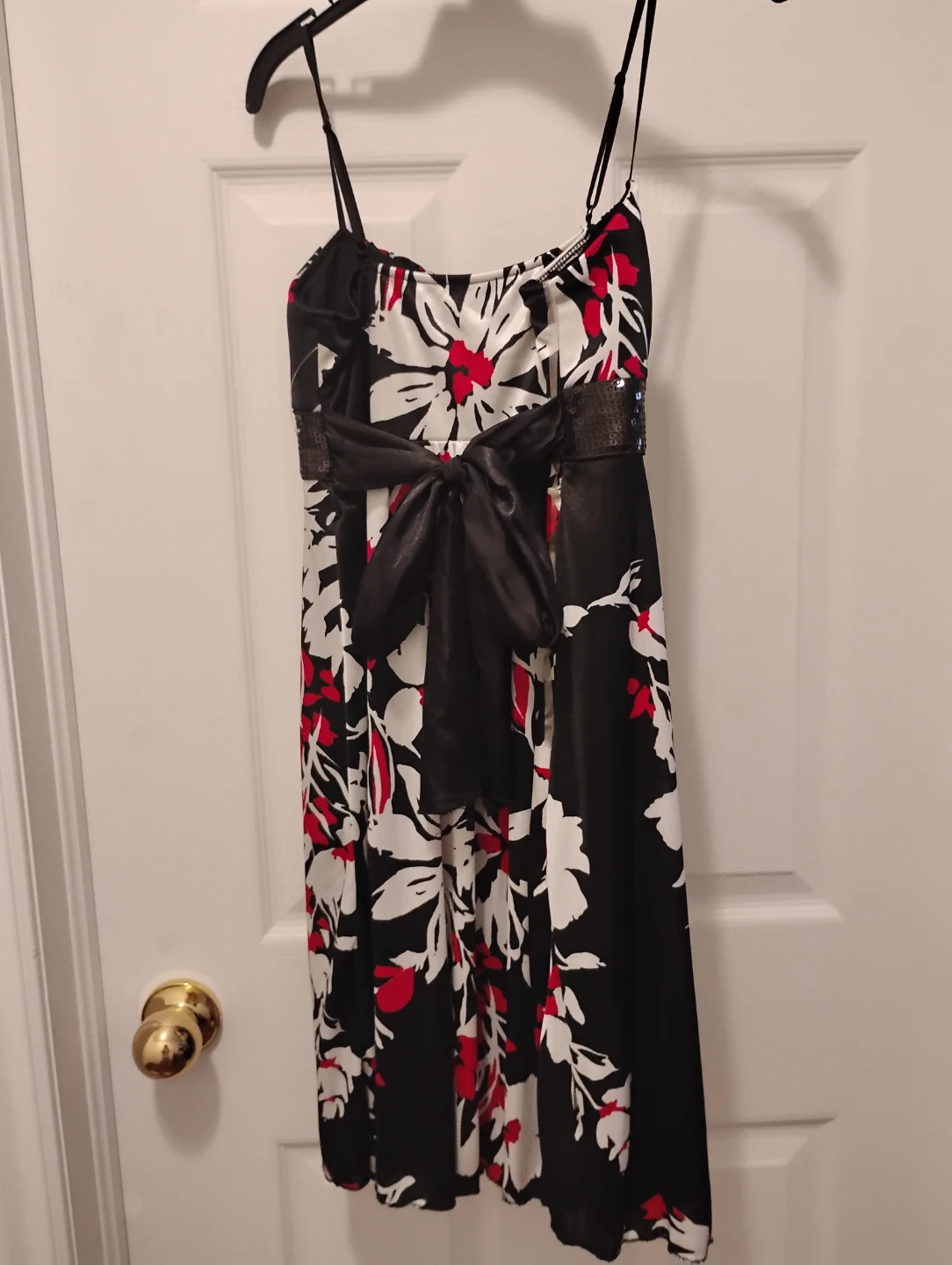 Black Floral Dress with Sequin Detail - photo 2