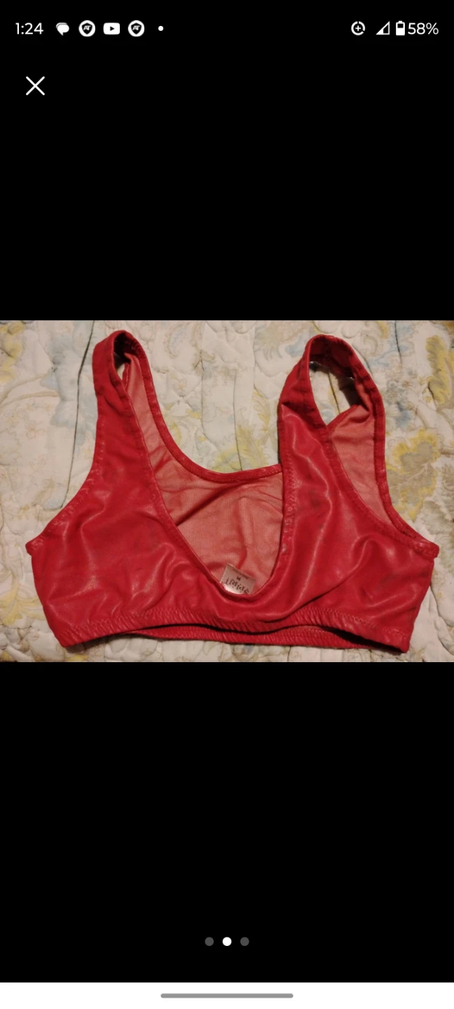Spirit Red Faux Leather Sports Bra Top M - photo 2