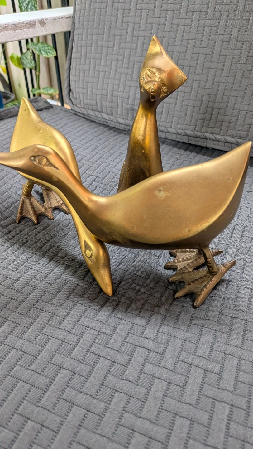 Collection Brass Duck and Cat Figurines - photo 3