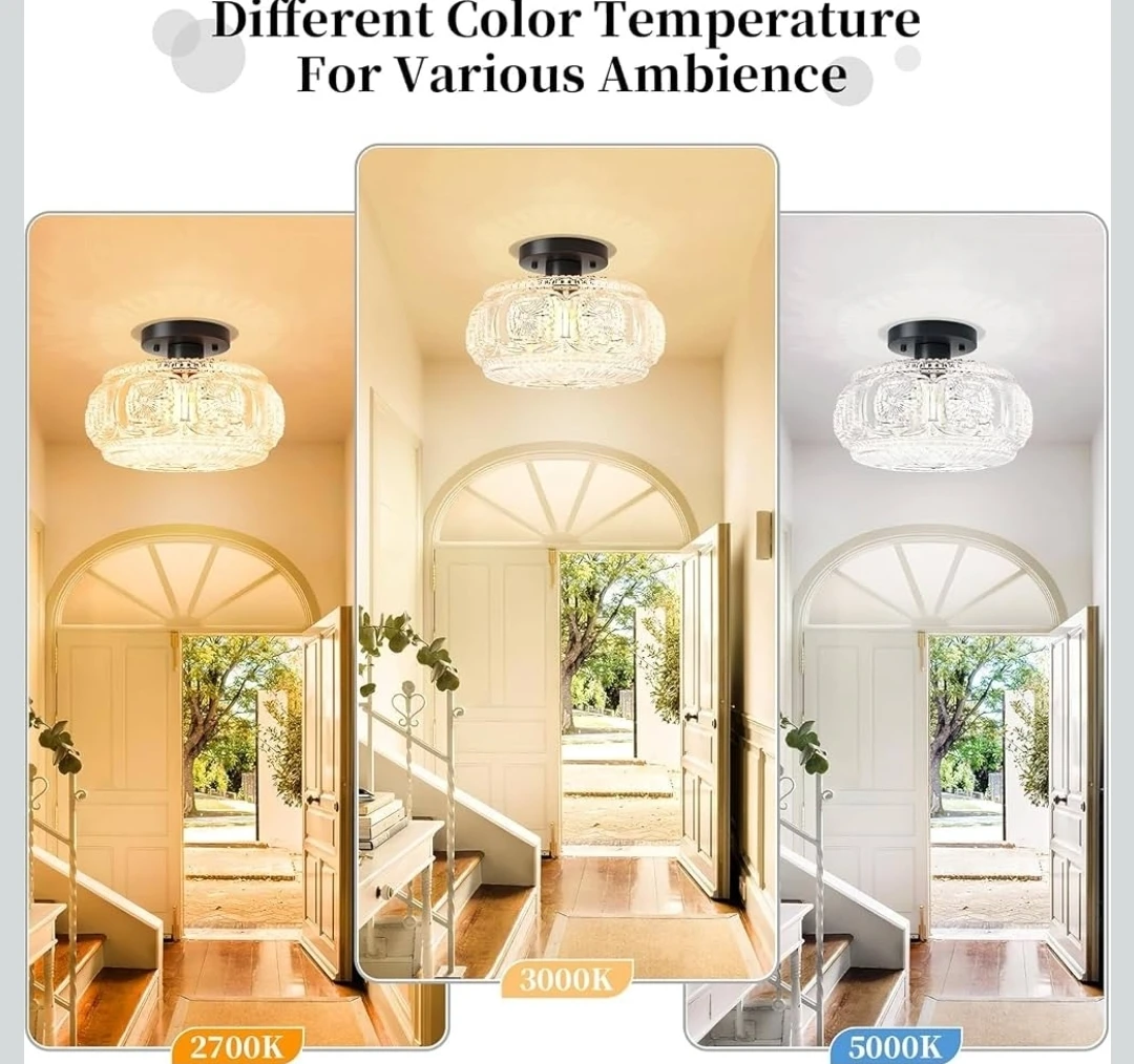 Semi Flush Mount Ceiling Light - Black Glass - photo 5