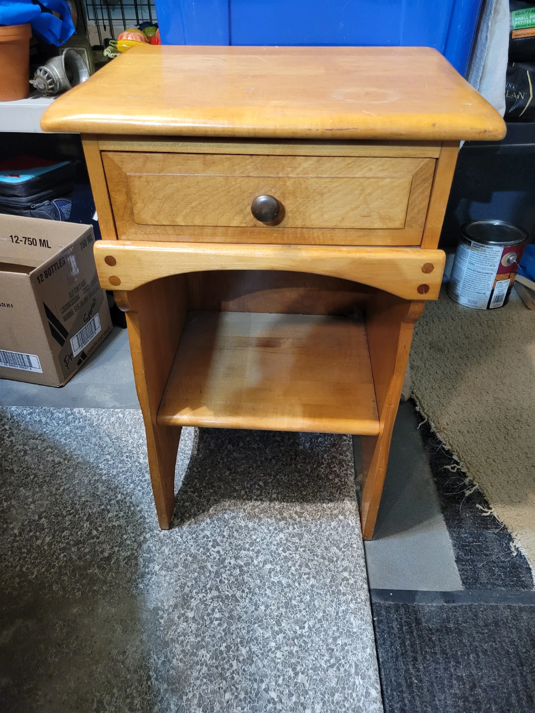Solid maple bed side table