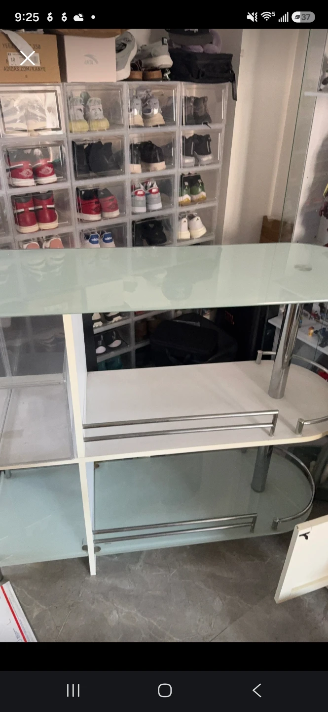 Glass top bar cart with chrome accents