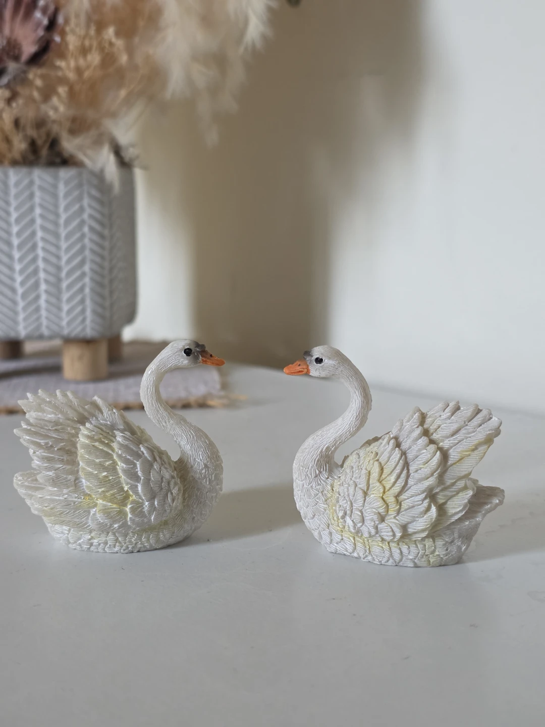Pair of White Swan Figurines