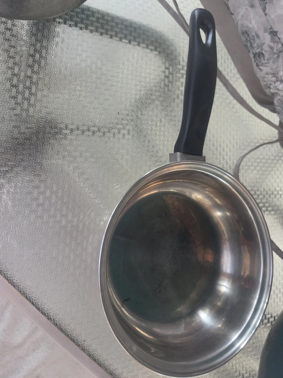 Stainless Steel Saucepan with Black Handle