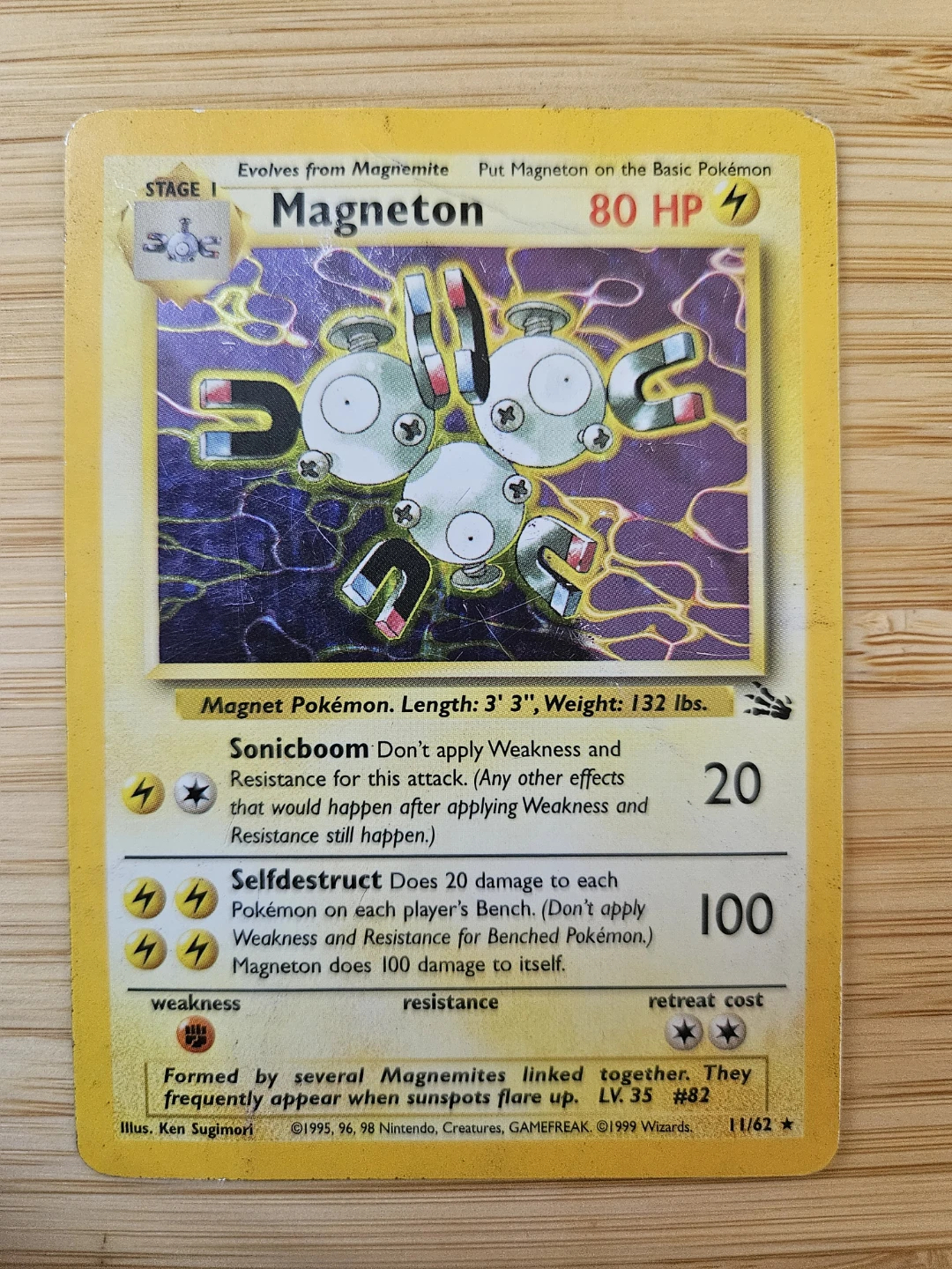 Pokémon Magneton #11/62 – Fossil – Holo Rare – Vintage - photo 2