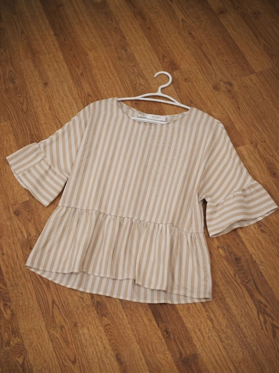 Axara Striped Peplum Blouse - Size S