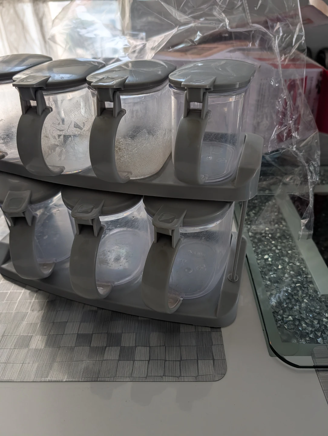 Set of 6 Grey Spice Jars with Stand - photo 3