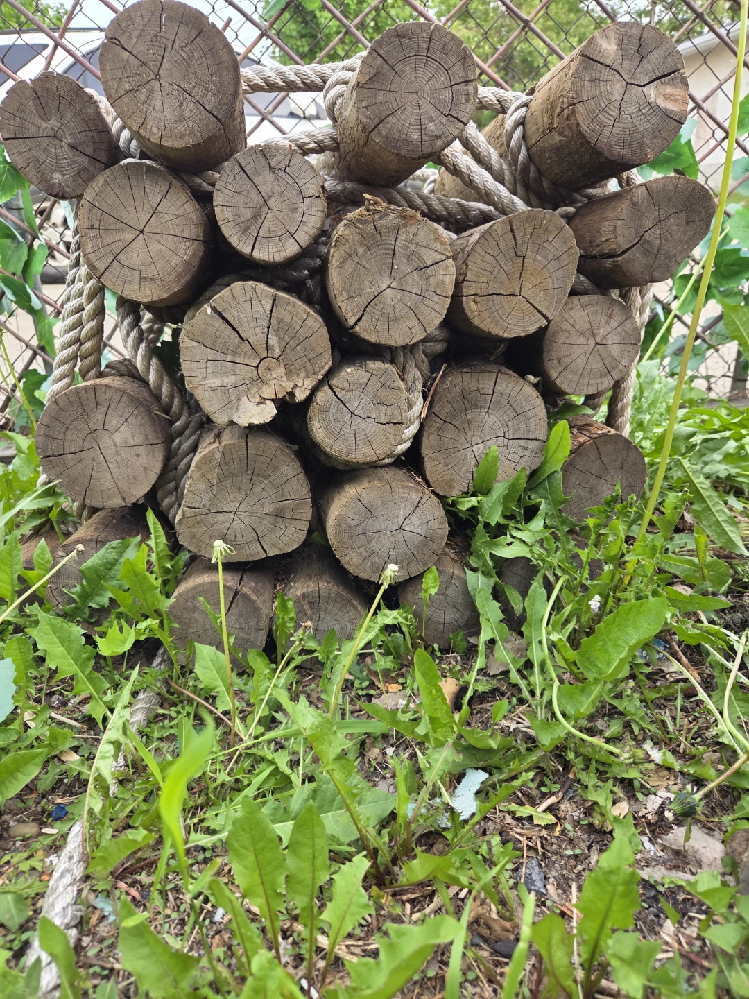 Wooden Log Climbing Rope Ladder