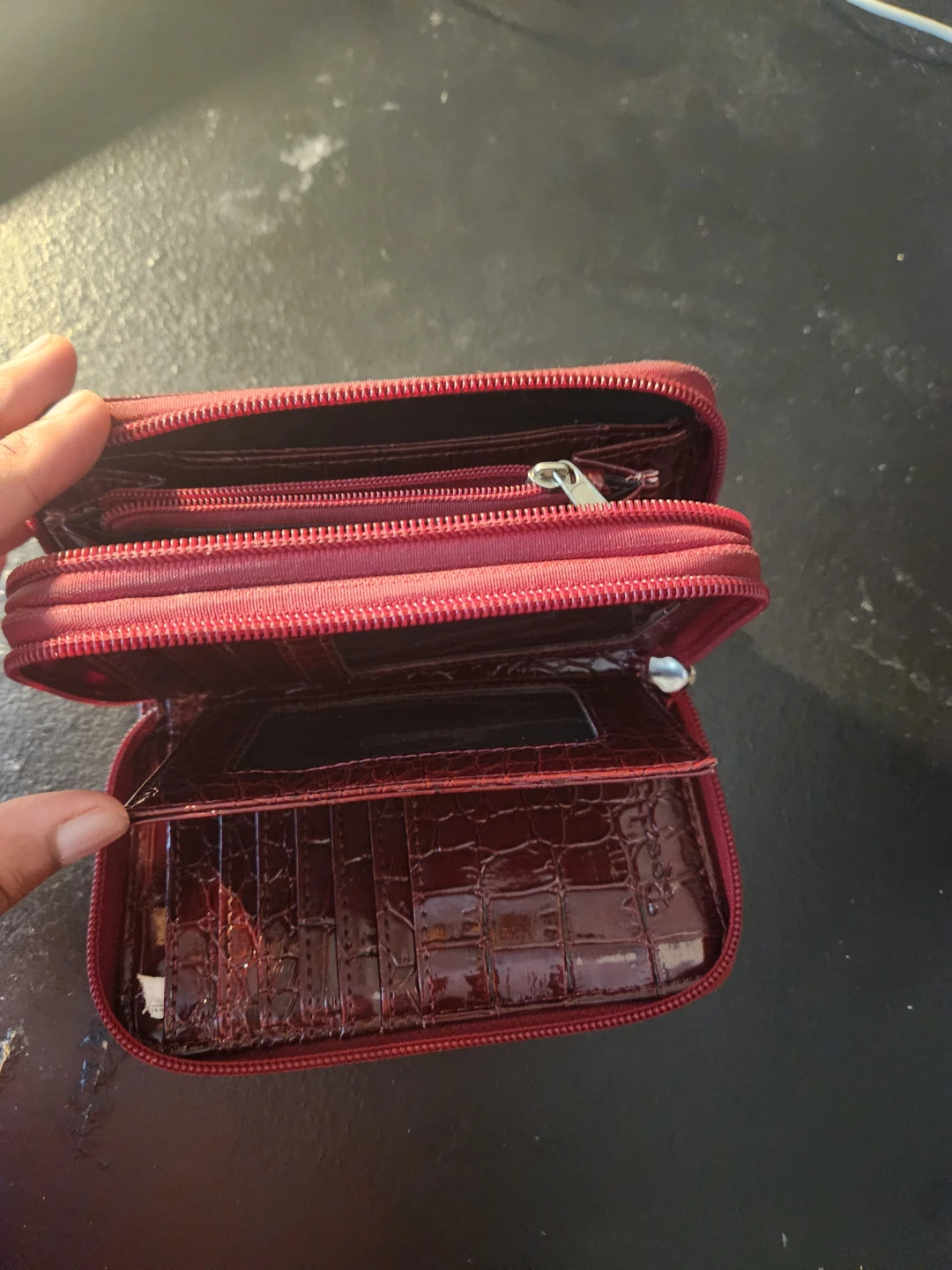 Rosetti Red Croc-Embossed Zip-Around Wallet - photo 2