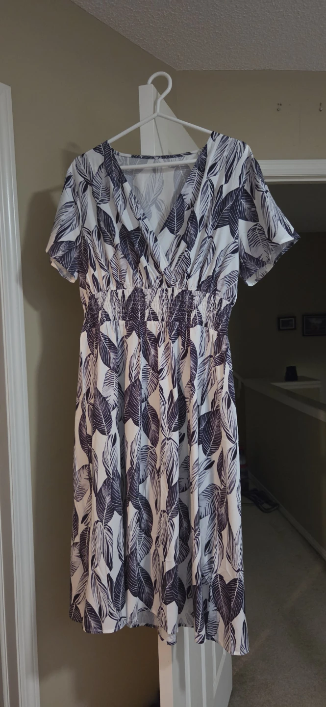 Women's Leaf Print Midi Dress