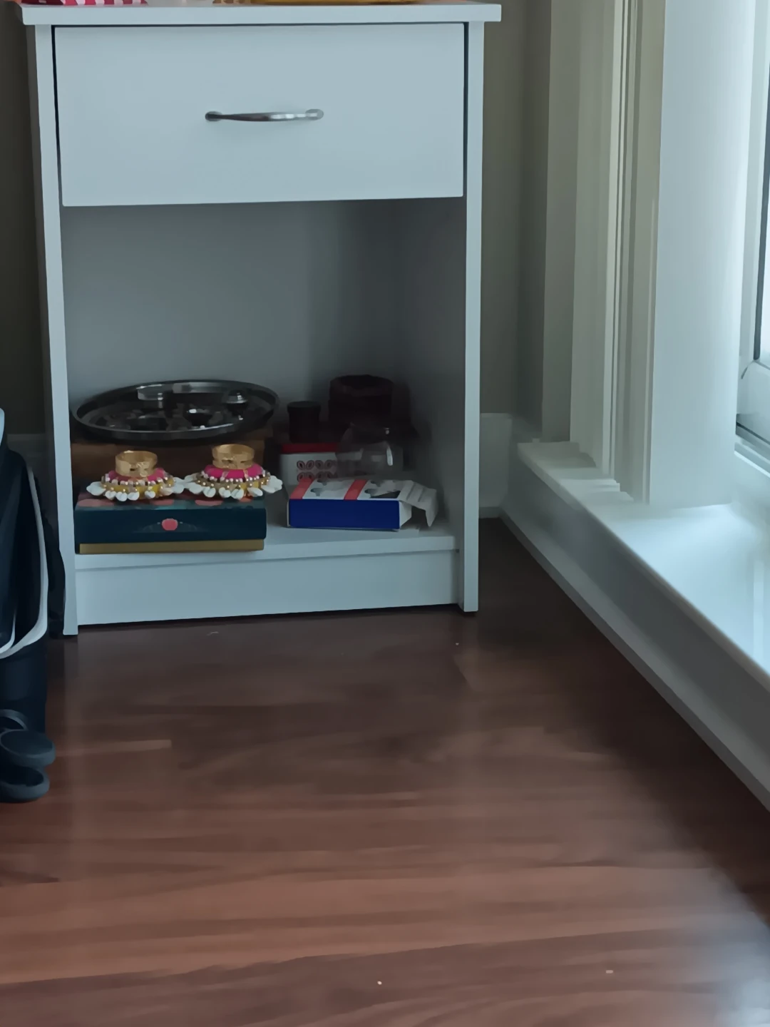 White Storage Cabinet with Drawer