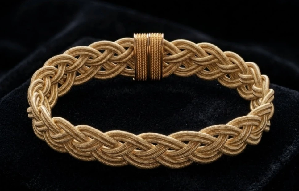 Vintage Gold Braided Woven Mesh Choker Necklace - photo 3