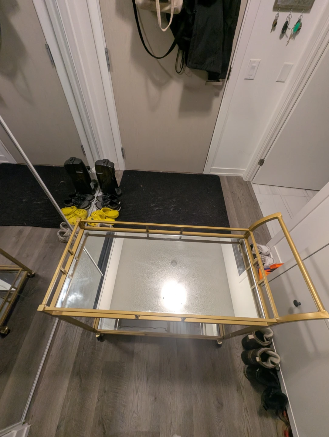 Home bar serving cart (gold, mirrored) - photo 5