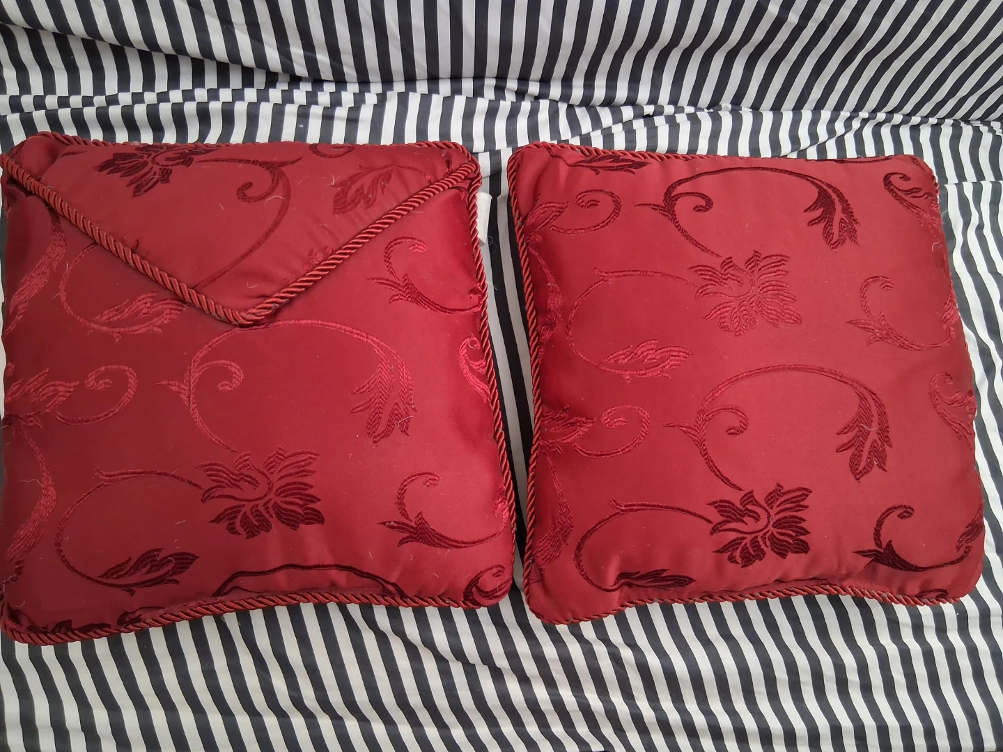 Decorative Red Floral Throw Pillows (Set of 2)