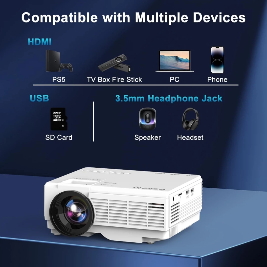 Hiliwoly Portable Projector w/ Screen - photo 2