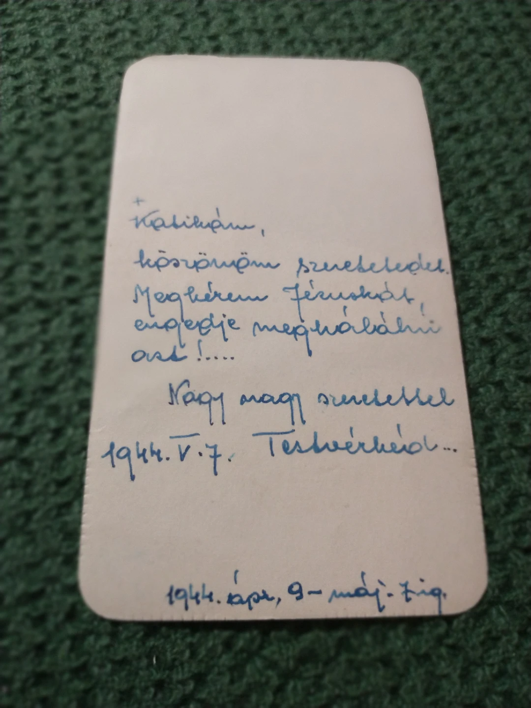 Antique Religious Card with WWII 1944 Handwritten Note - photo 3