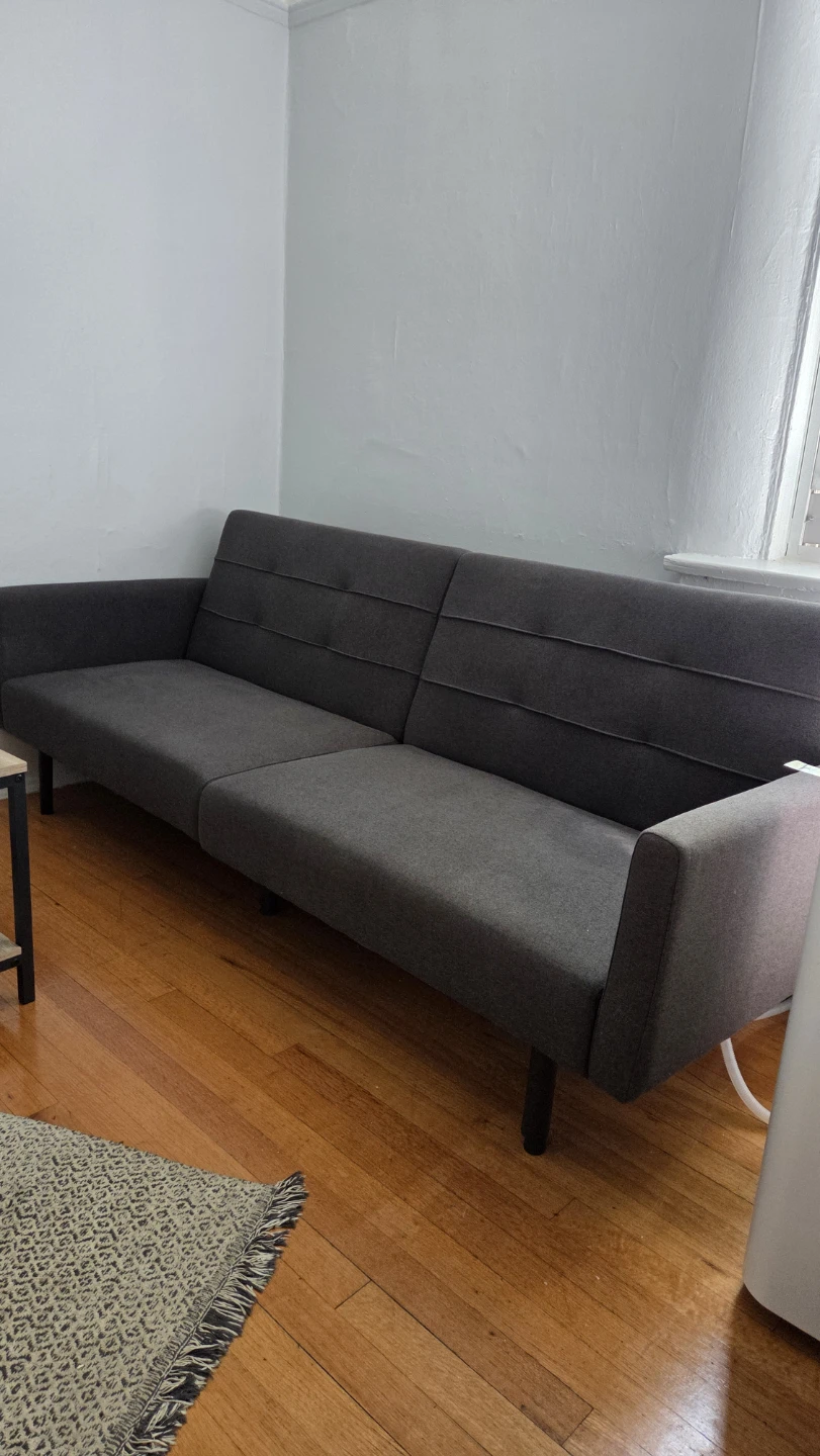 74" Grey Futon Sofa ( Covnverts into a bed)