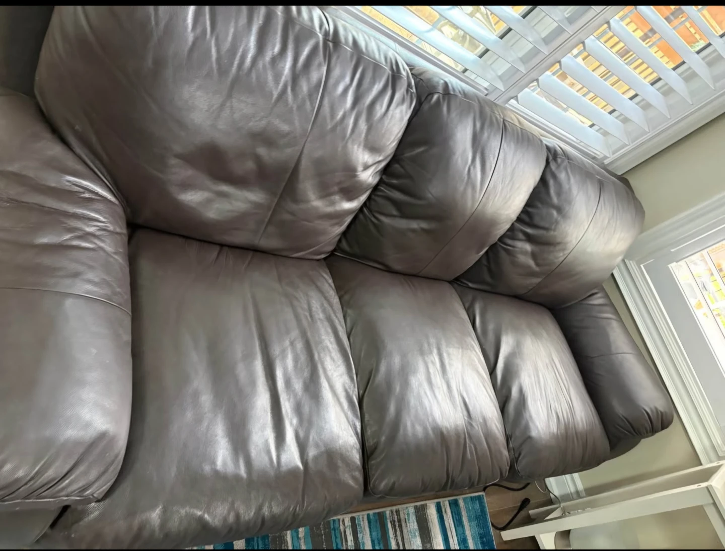 Brown Leather Sofa - photo 2