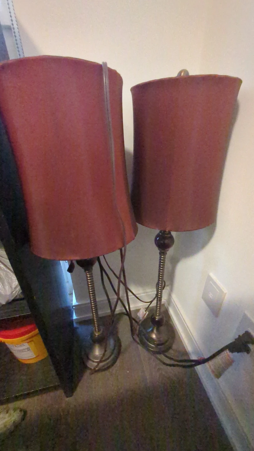 Set of 2 Tall Brown Floor Lamps
