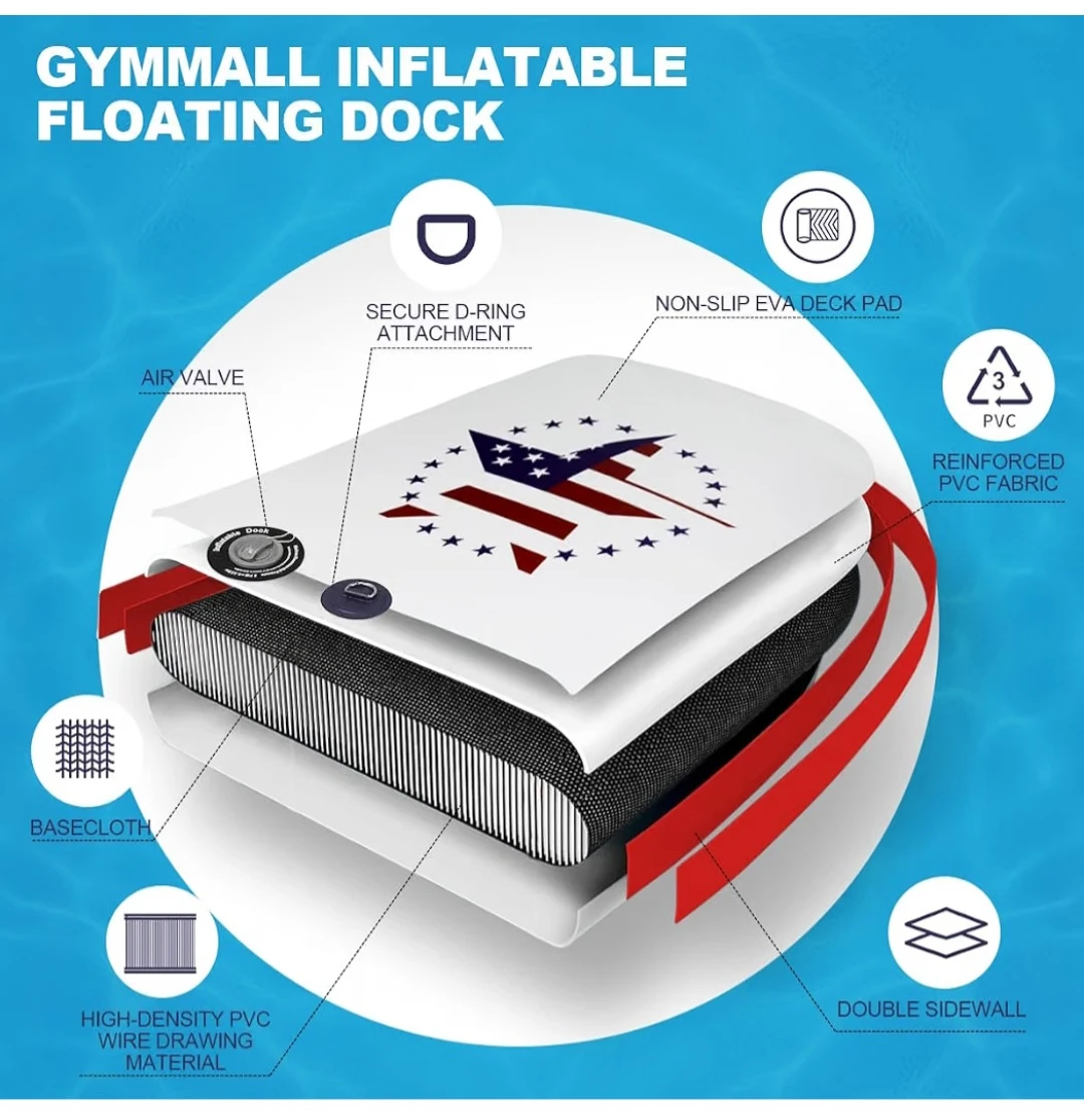 GymMall Inflatable Floating Dock with Ladder - photo 3