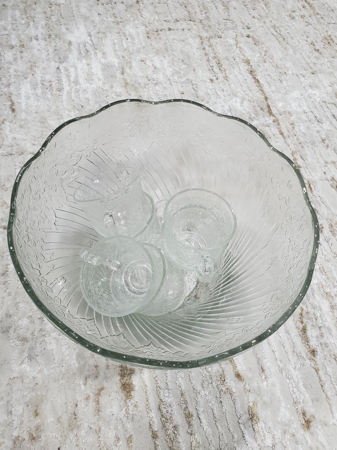 Glass Punch Bowl Set with Cups