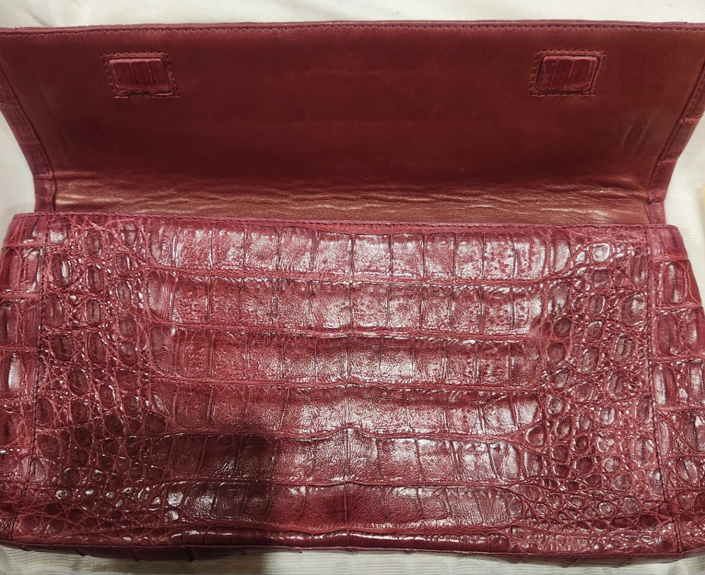 Nancy Gonzalez Burgundy Caiman Clutch - photo 3
