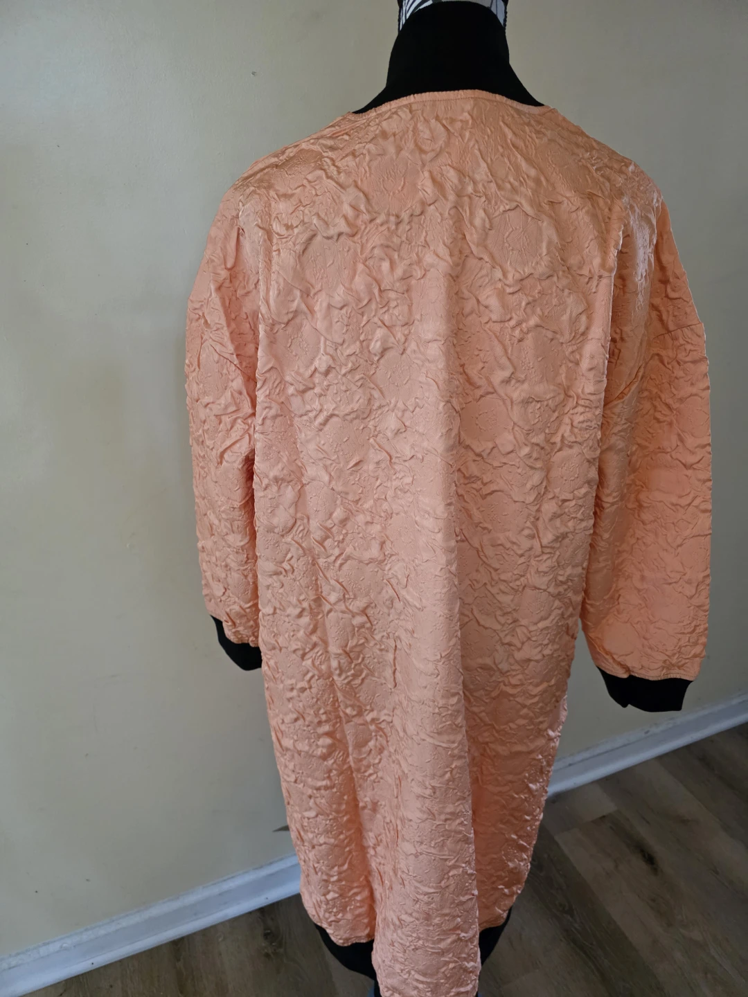 Women's Textured Long Bomber Jacket Peach - photo 2