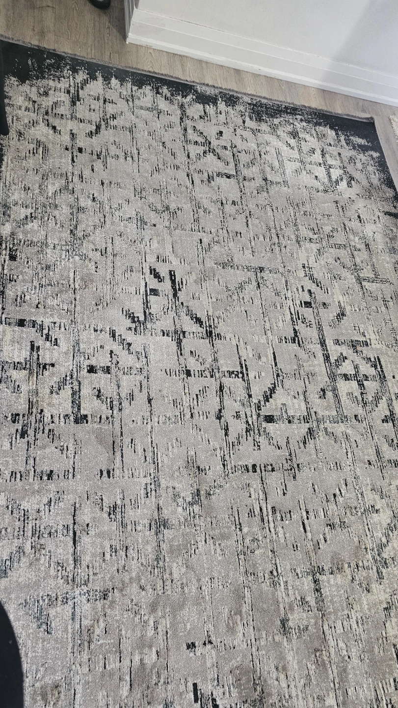 Grey and Black Abstract Area Rug - photo 2