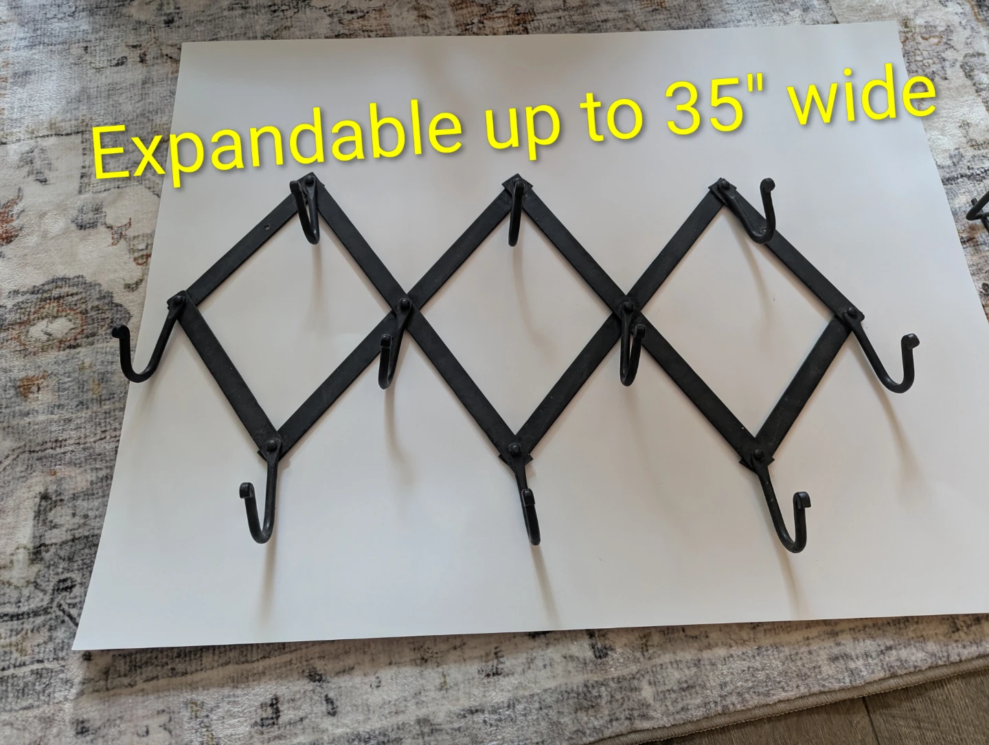 Expandable Accordion Wall Hook Rack - Black Metal