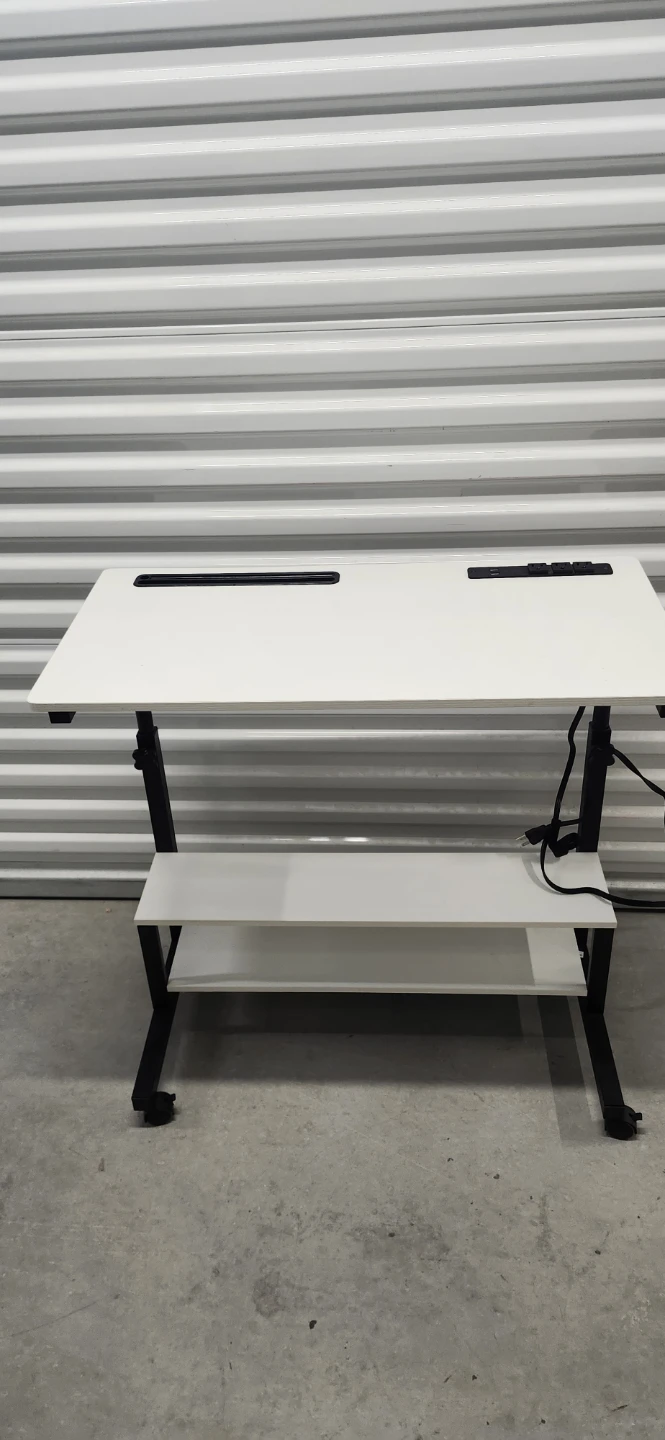 Adjustable Rolling Desk with Power Station