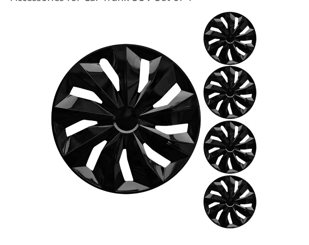 Set of 4 Black Car Wheel Hubcaps 16"