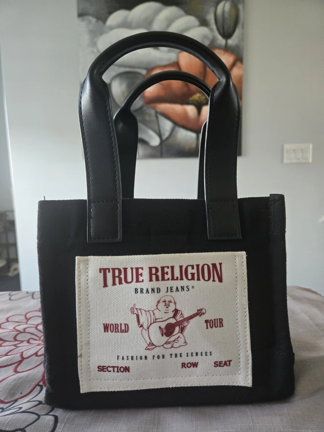 True Religion Black Canvas Tote Bag
