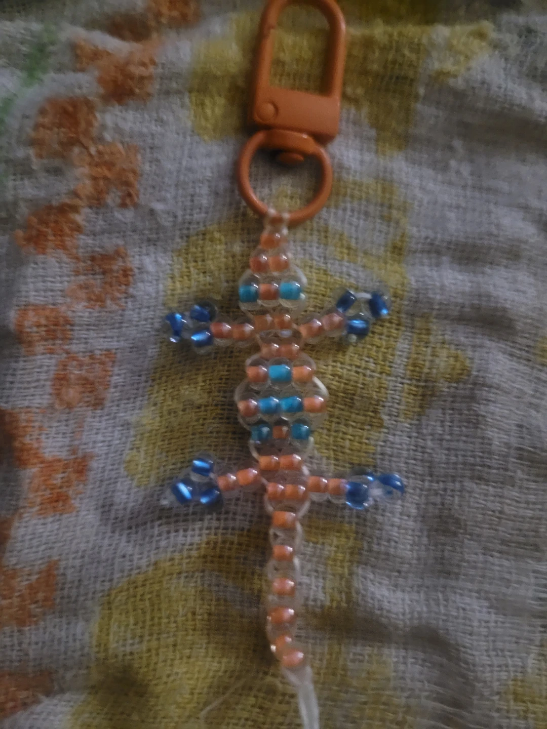Handmade seed bead lizard keychain - photo 2