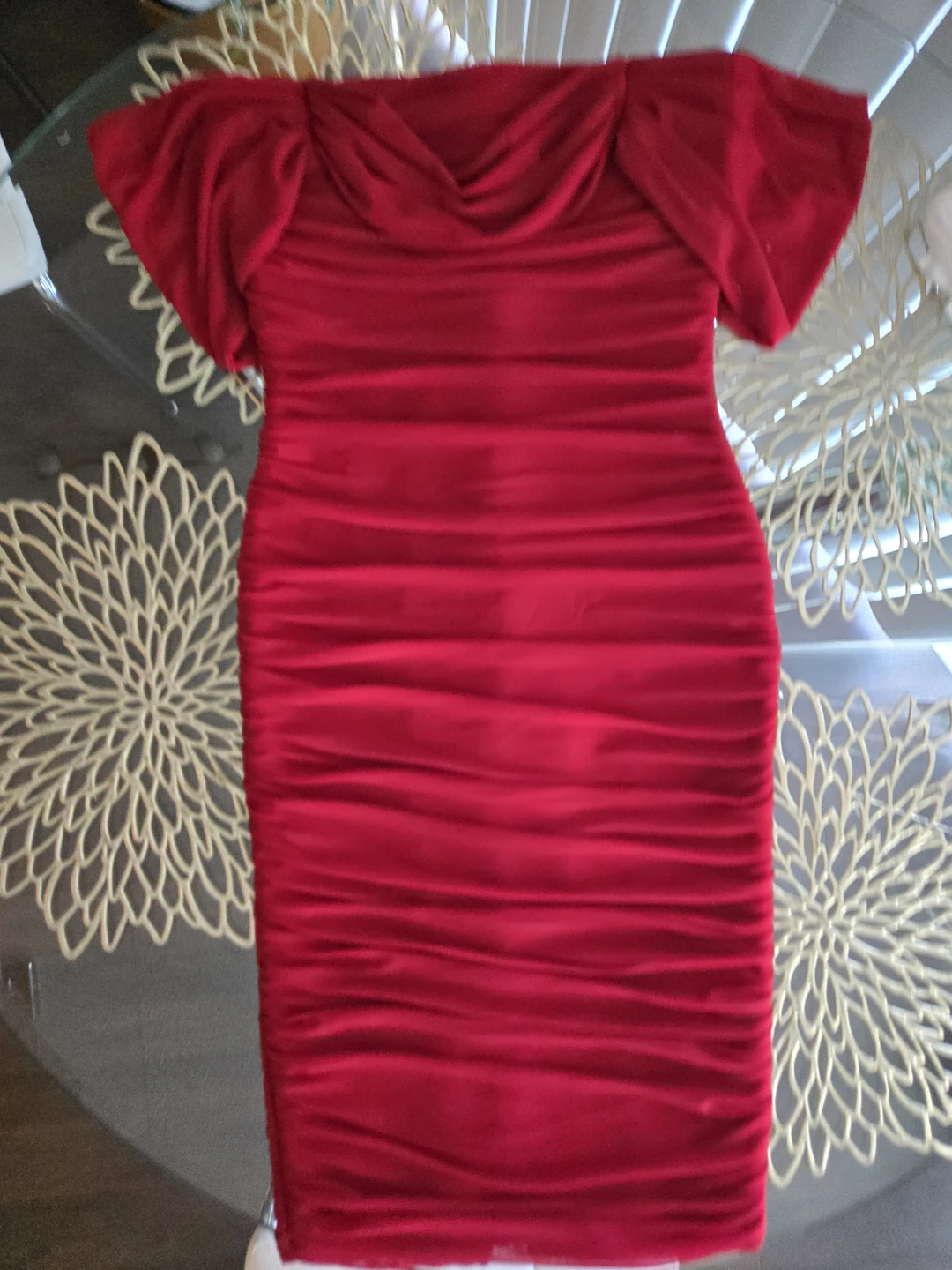 Red Ruched Off-the-Shoulder Bodycon Dress