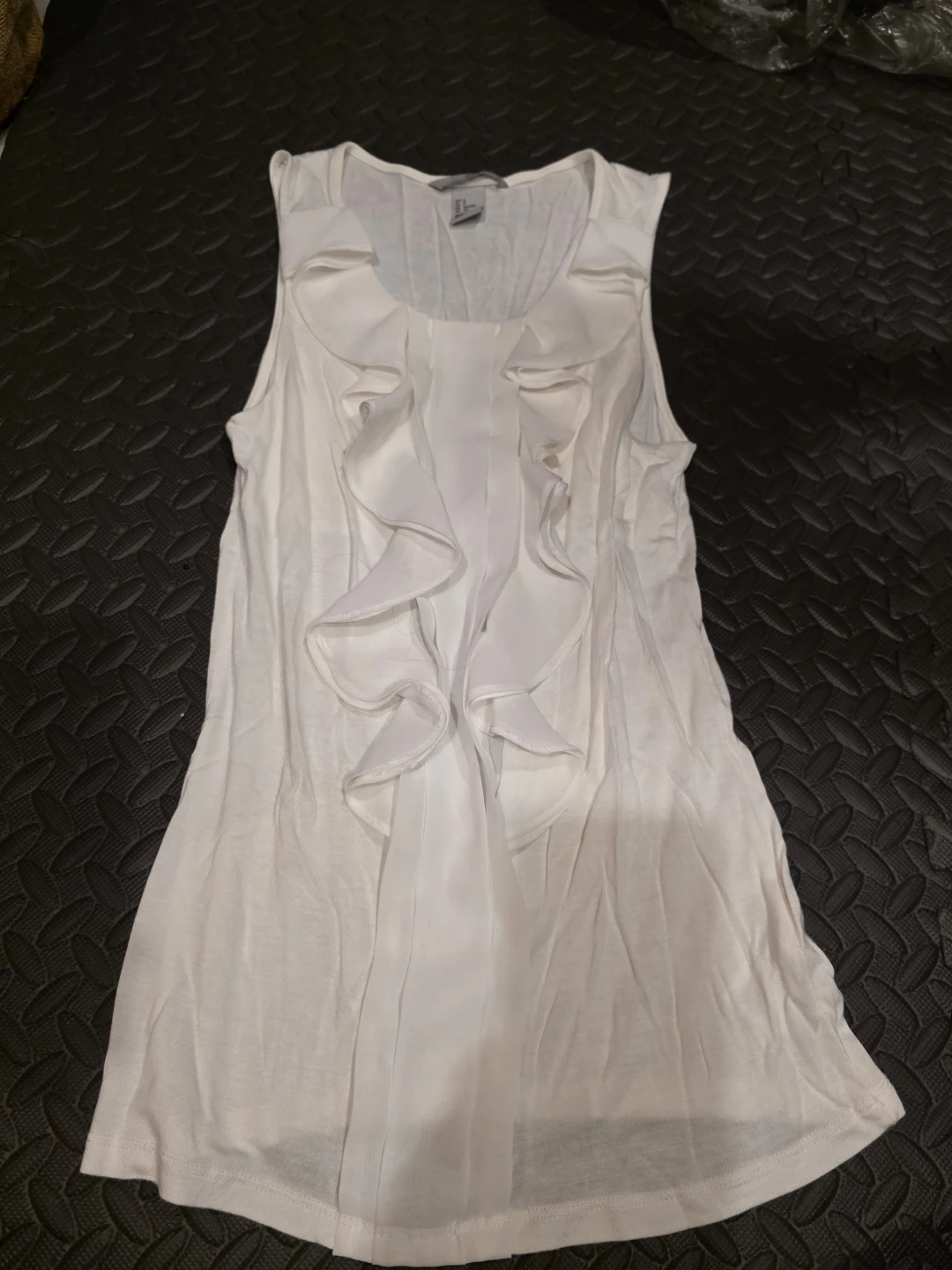 White Ruffled Sleeveless Top