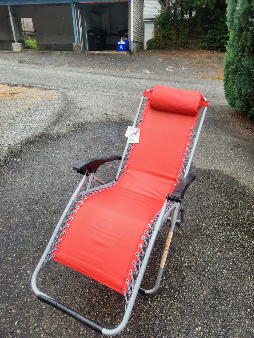 Red foldable zero gravity chair.