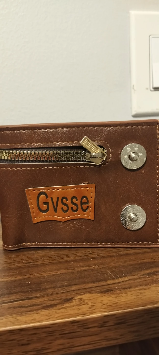 Brown Leather Bifold Wallet with Zipper