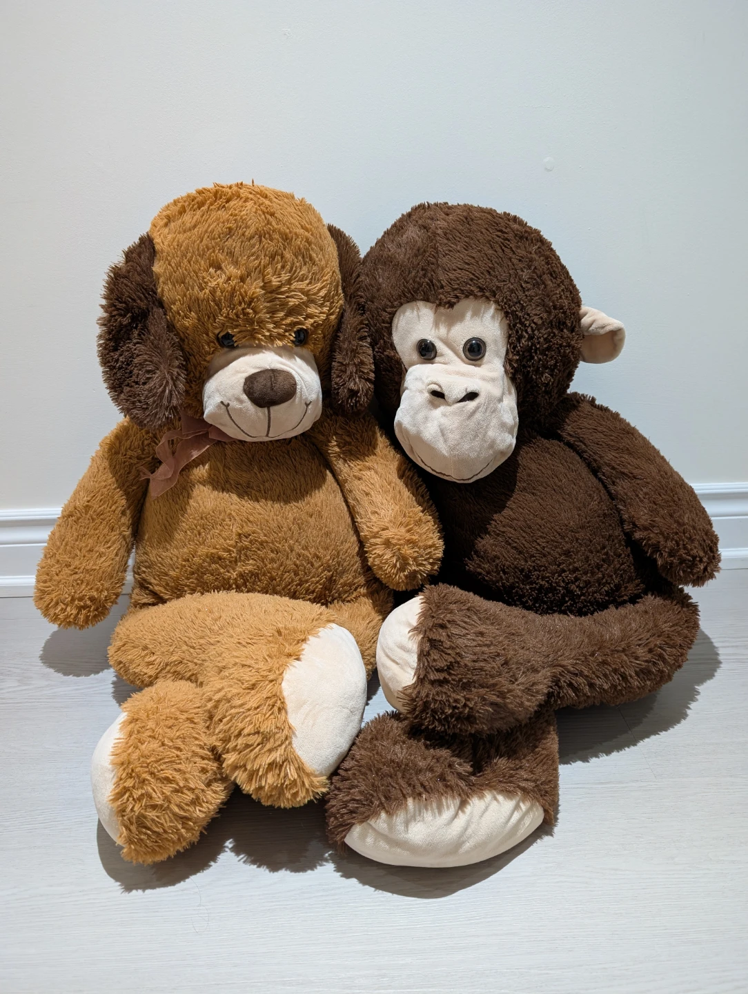 Large Plush Dog and Monkey Duo
