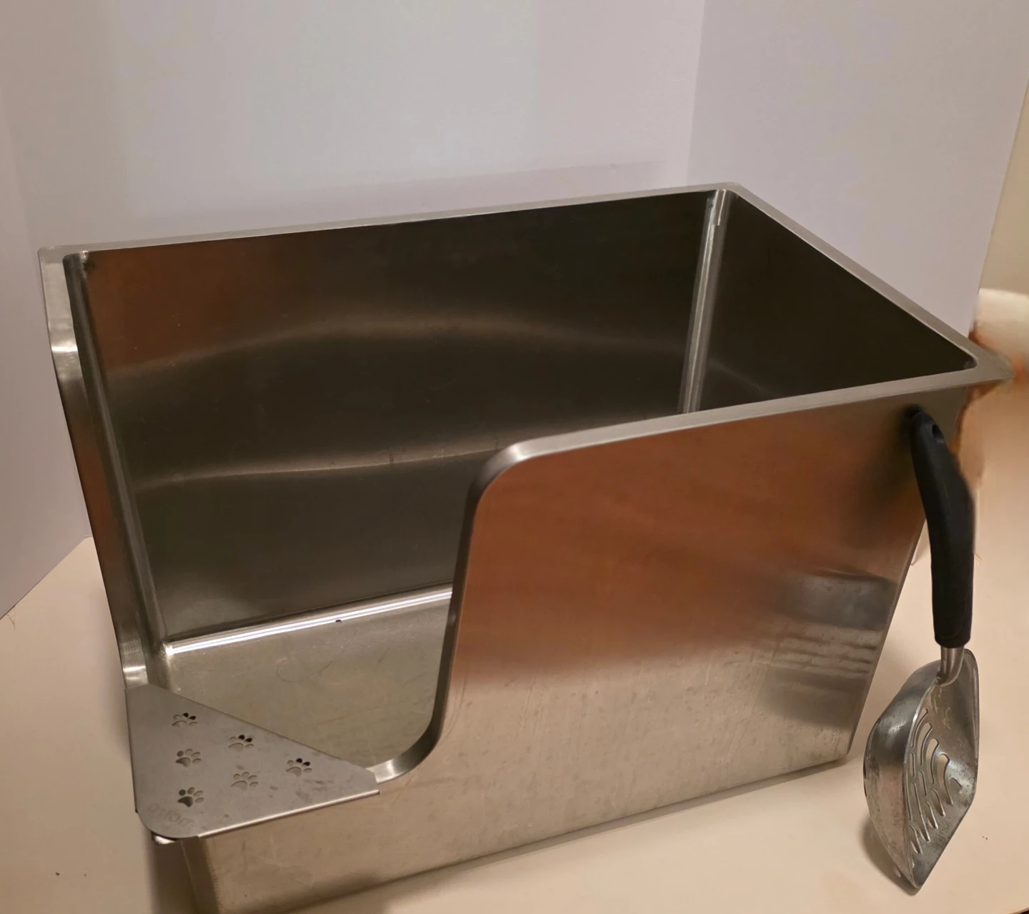High Wall Stainless Steel Litter Box with Scoop - photo 2