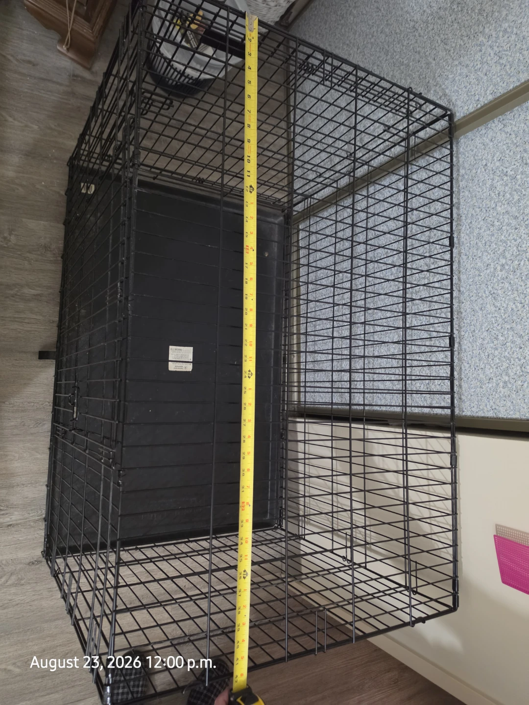 XL Black Metal Dog Crate 2 doors