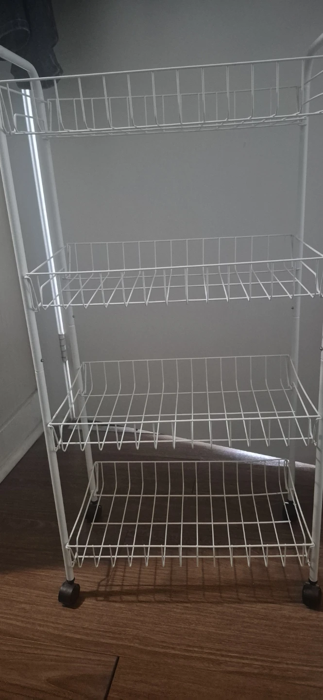 White 4-Tier Wire Rolling Cart - photo 2