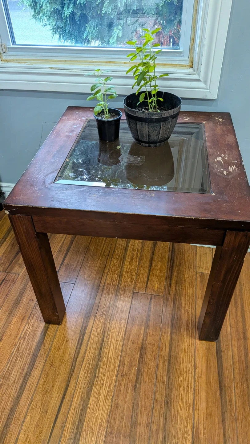 Wooden Accent Table with Glass Inlay - photo 3