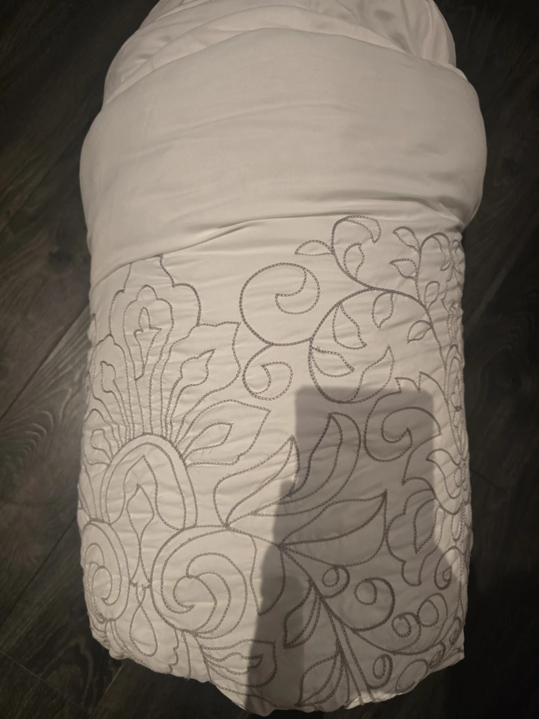 White Duvet with Floral Embroidery