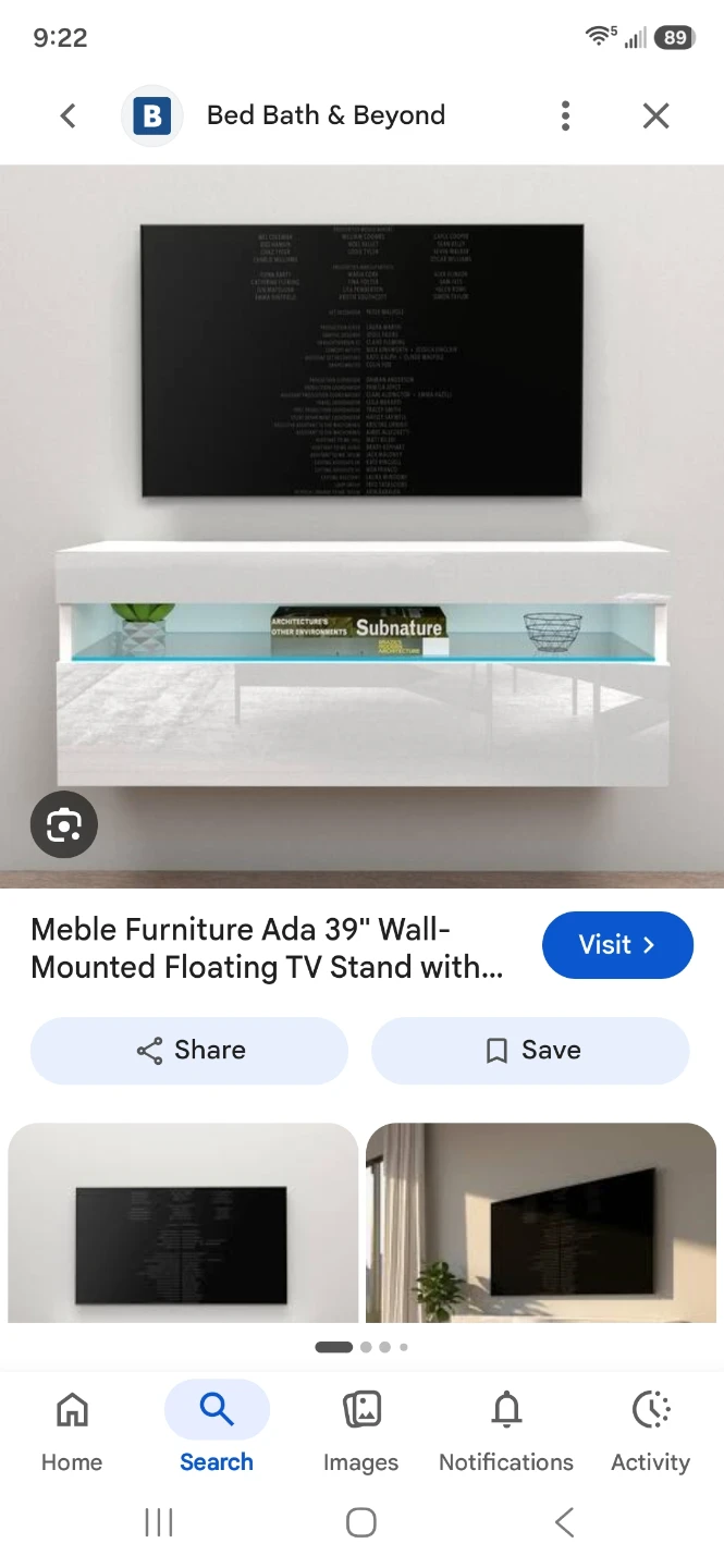 Meble Furniture Ada 39" Wall-Mounted Floating TV Stand