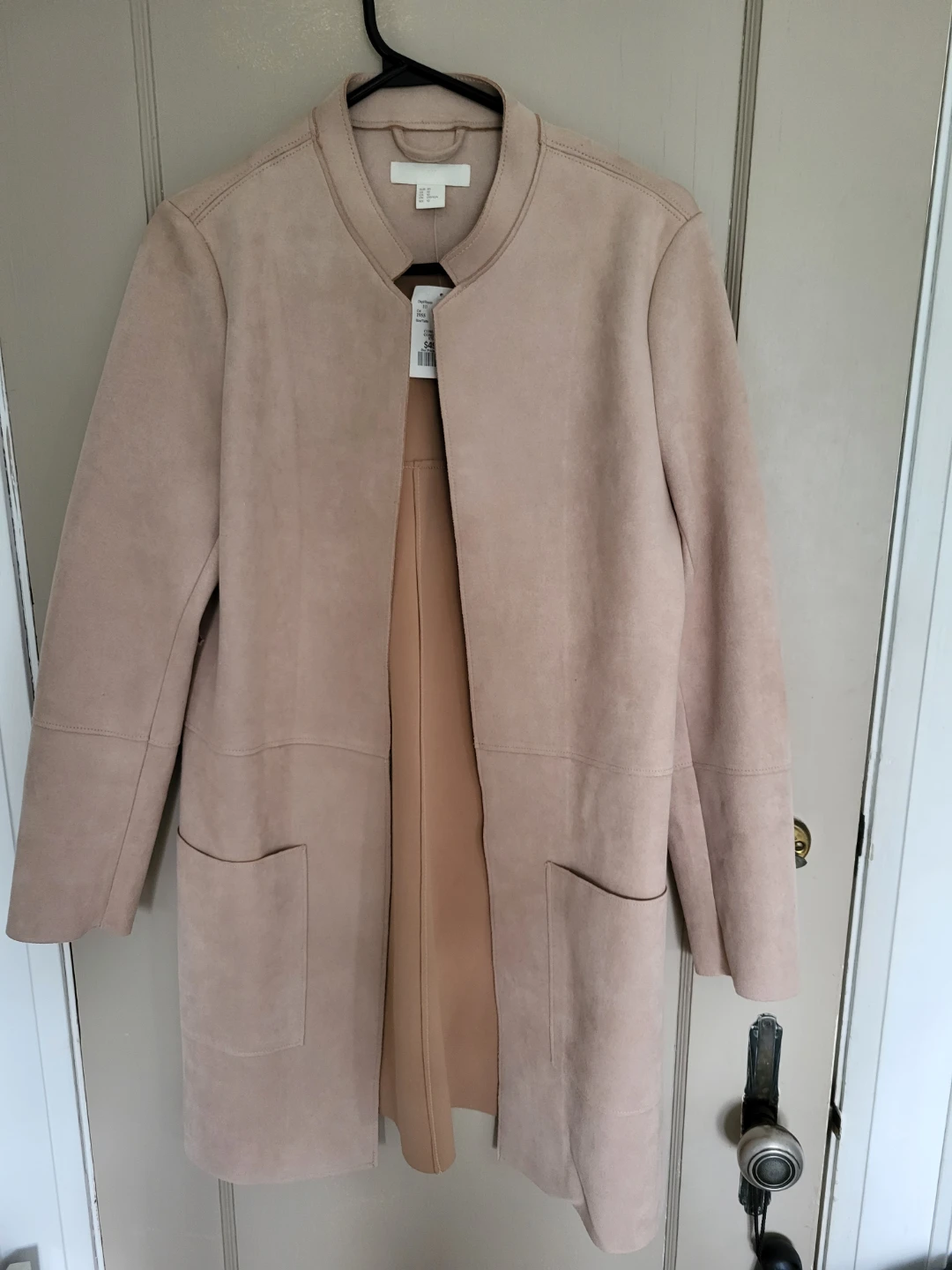 H&M Beige Suede-Look Collarless Jacket