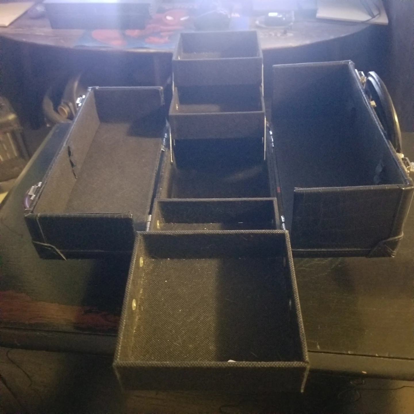Black Faux Croc Makeup Train Case Organizer - photo 3