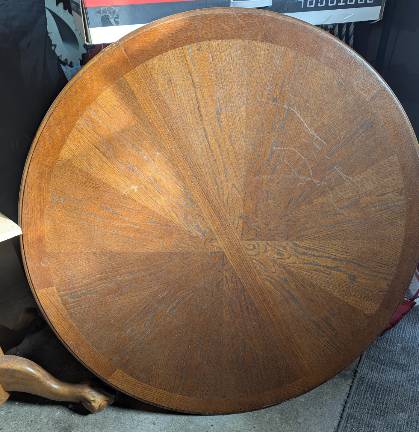 Round Oak Pedestal Dining Table Top